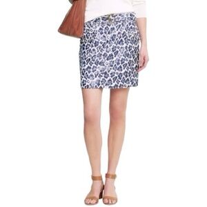 Banana Republic Heritage Blue Metallic Animal Jacquard Cargo Skirt, size 10